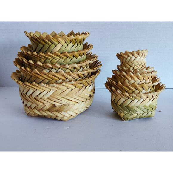Nesting Tarahumara Indian Sotol Single Weave Square Baskets (10) Mexico - Picture 5 of 5